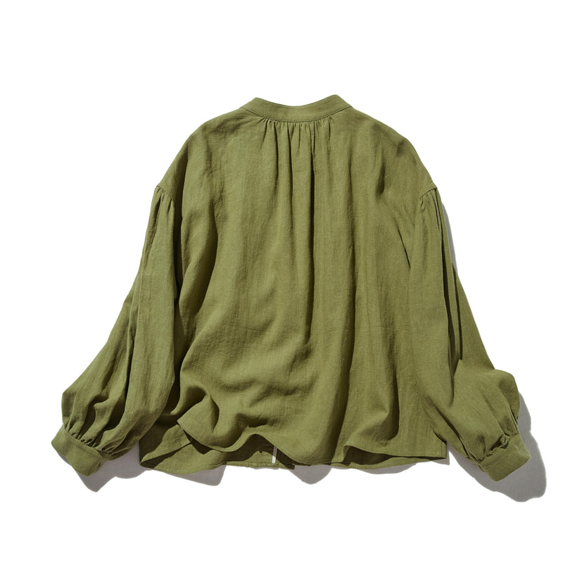 ふんわりアシンメトリー 麻100％カーディガン　長袖ブラウス　　250814