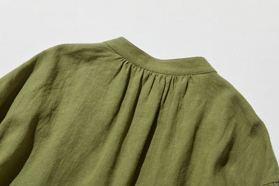 ふんわりアシンメトリー 麻100％カーディガン　長袖ブラウス　　250814