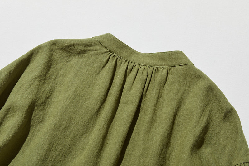 ふんわりアシンメトリー 麻100％カーディガン　長袖ブラウス　　250814