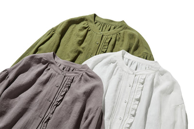 ふんわりアシンメトリー 麻100％カーディガン　長袖ブラウス　　250814