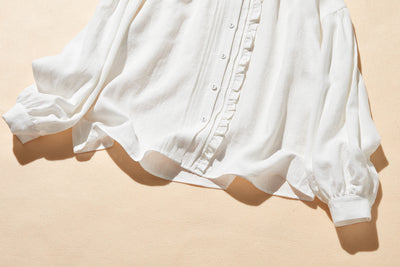 ふんわりアシンメトリー 麻100％カーディガン　長袖ブラウス　　250814