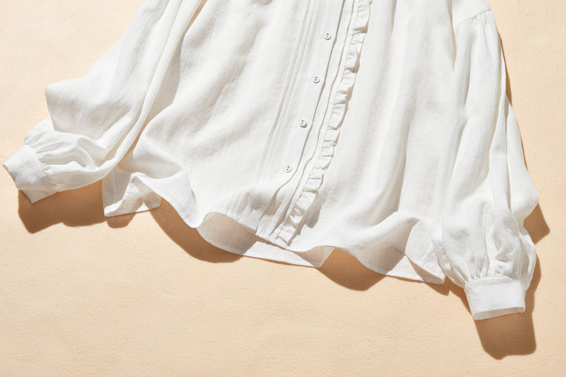 ふんわりアシンメトリー 麻100％カーディガン　長袖ブラウス　　250814