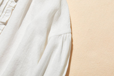 ふんわりアシンメトリー 麻100％カーディガン　長袖ブラウス　　250814