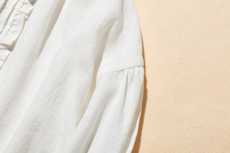 ふんわりアシンメトリー 麻100％カーディガン　長袖ブラウス　　250814