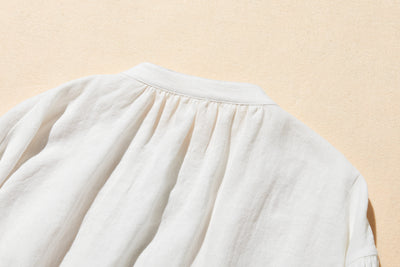 ふんわりアシンメトリー 麻100％カーディガン　長袖ブラウス　　250814