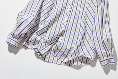 実用性と上品さを兼ね備えたストライプシャツ コットンジャガードストライプシャツ　250507