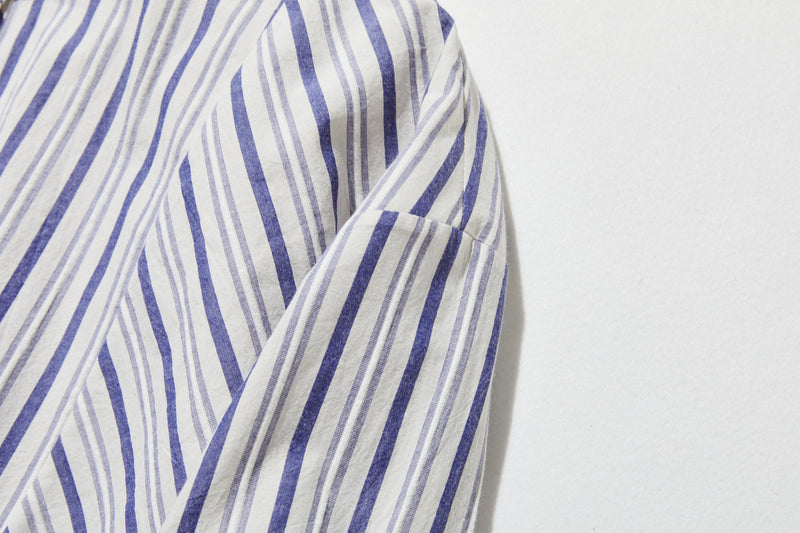 実用性と上品さを兼ね備えたストライプシャツ コットンジャガードストライプシャツ　250507