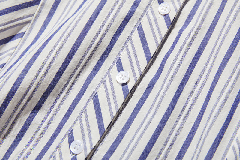 実用性と上品さを兼ね備えたストライプシャツ コットンジャガードストライプシャツ　250507