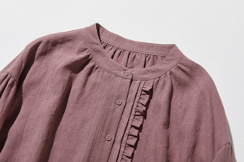 ふんわりアシンメトリー 麻100％カーディガン　長袖ブラウス　　250814