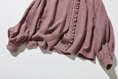 ふんわりアシンメトリー 麻100％カーディガン　長袖ブラウス　　250814