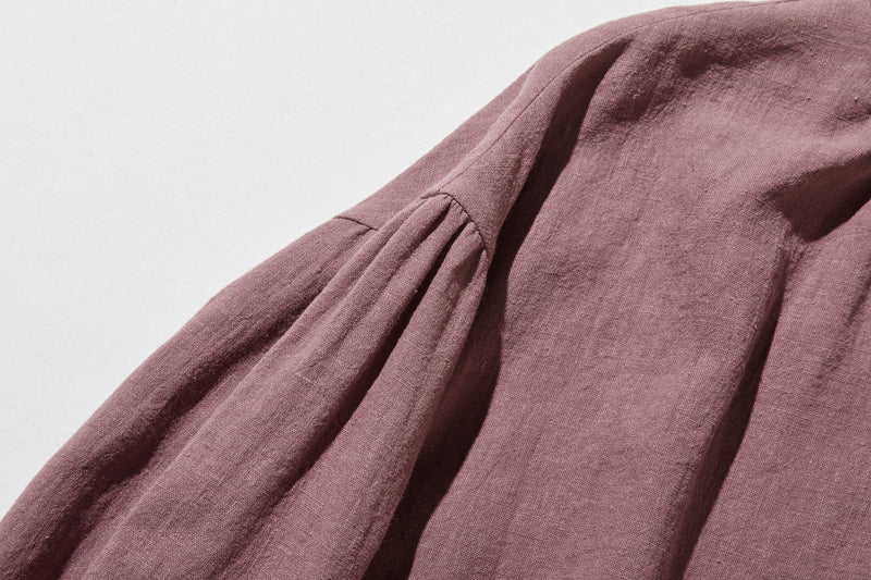 ふんわりアシンメトリー 麻100％カーディガン　長袖ブラウス　　250814