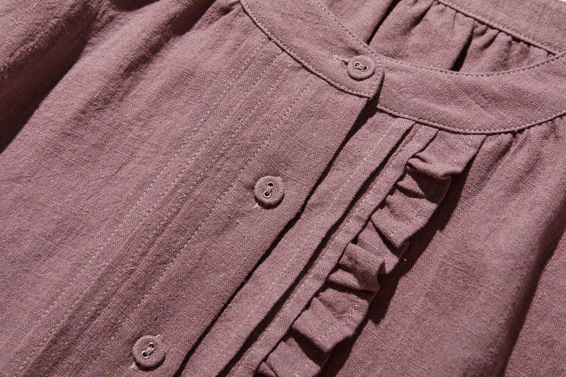 ふんわりアシンメトリー 麻100％カーディガン　長袖ブラウス　　250814