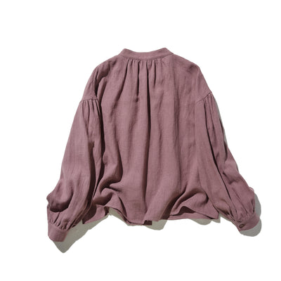 ふんわりアシンメトリー 麻100％カーディガン　長袖ブラウス　　250814