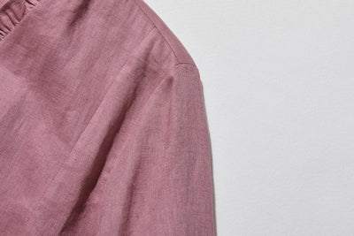 フリルデティールの立体裁断シャツ 　長袖　リネンシャツブラウス　　 250809