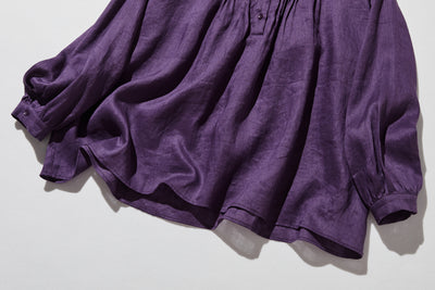 日常に彩りを添えるリネン シャツブラウス　長袖シャツ　リネン100％　　250813