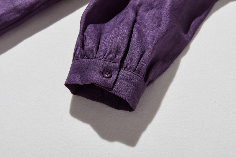 日常に彩りを添えるリネン シャツブラウス　長袖シャツ　リネン100％　　250813