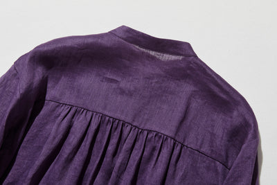 日常に彩りを添えるリネン シャツブラウス　長袖シャツ　リネン100％　　250813