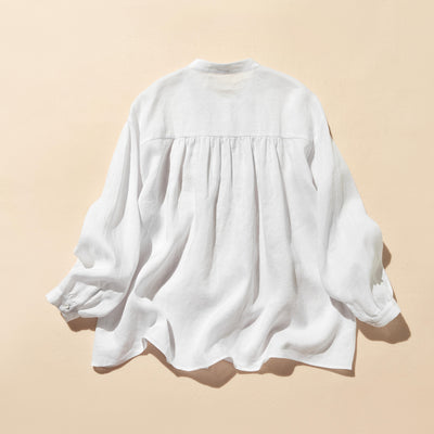 日常に彩りを添えるリネン シャツブラウス　長袖シャツ　リネン100％　　250813