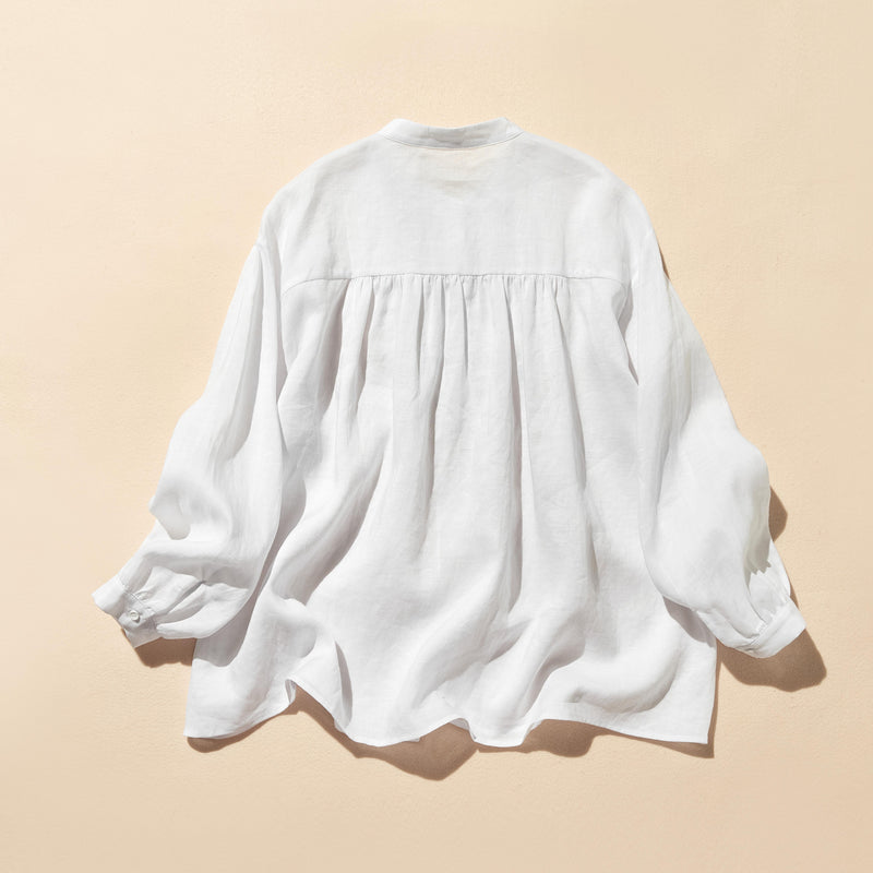 日常に彩りを添えるリネン シャツブラウス　長袖シャツ　リネン100％　　250813