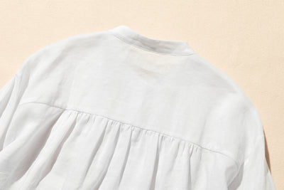 日常に彩りを添えるリネン シャツブラウス　長袖シャツ　リネン100％　　250813