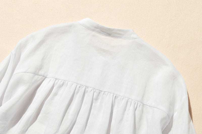 日常に彩りを添えるリネン シャツブラウス　長袖シャツ　リネン100％　　250813