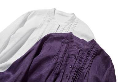 日常に彩りを添えるリネン シャツブラウス　長袖シャツ　リネン100％　　250813