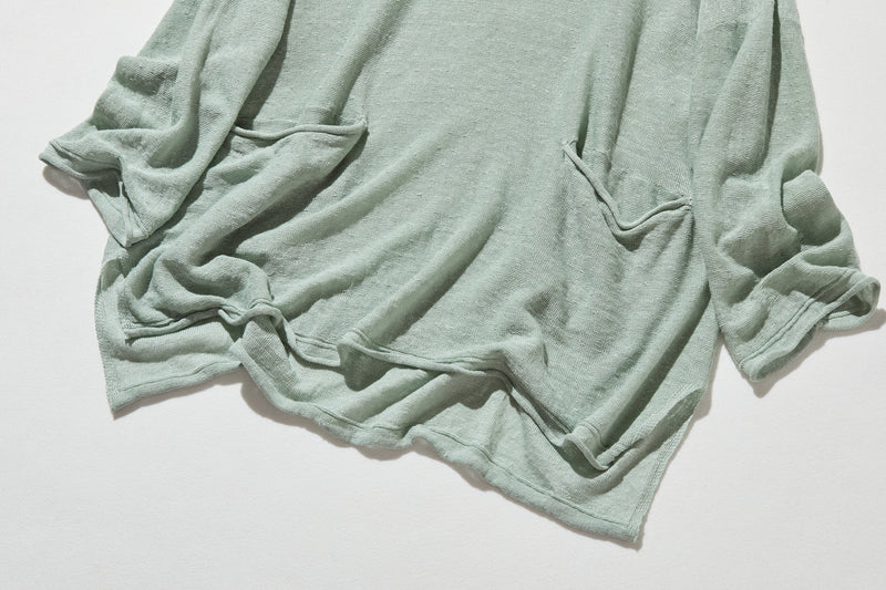 【特別価格】通年快適プルオーバー リネン100％　９分袖リネンニット　250508