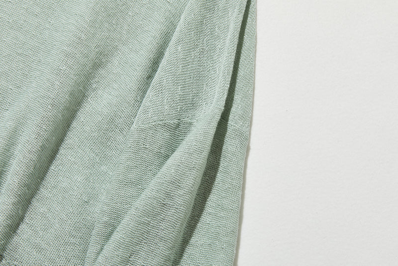 【特別価格】通年快適プルオーバー リネン100％　９分袖リネンニット　250508