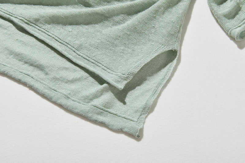 【特別価格】通年快適プルオーバー リネン100％　９分袖リネンニット　250508