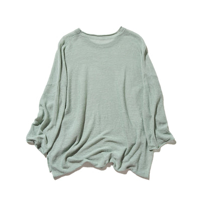 【特別価格】通年快適プルオーバー リネン100％　９分袖リネンニット　250508