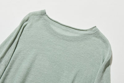 【特別価格】通年快適プルオーバー リネン100％　９分袖リネンニット　250508