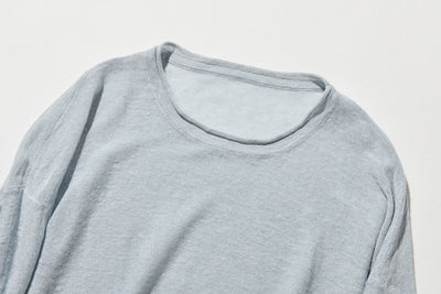 【特別価格】通年快適プルオーバー リネン100％　９分袖リネンニット　250508