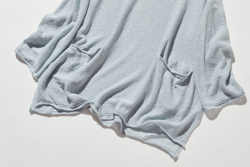 【特別価格】通年快適プルオーバー リネン100％　９分袖リネンニット　250508