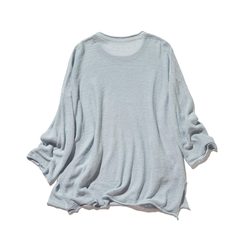 【特別価格】通年快適プルオーバー リネン100％　９分袖リネンニット　250508