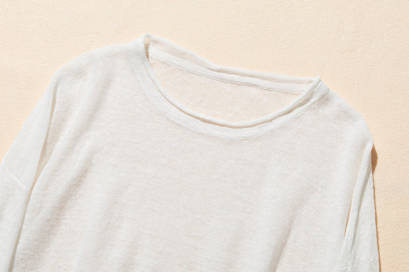 【特別価格】通年快適プルオーバー リネン100％　９分袖リネンニット　250508