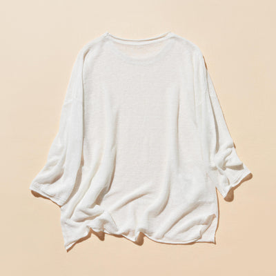 【特別価格】通年快適プルオーバー リネン100％　９分袖リネンニット　250508