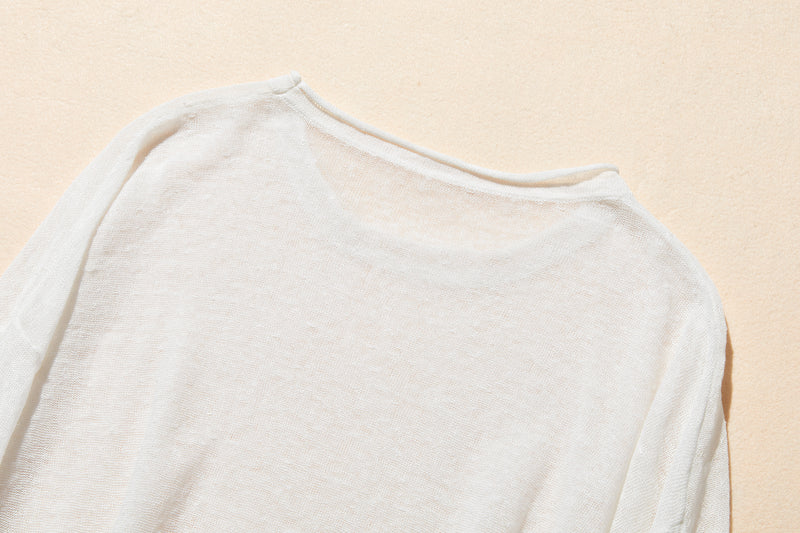 【特別価格】通年快適プルオーバー リネン100％　９分袖リネンニット　250508