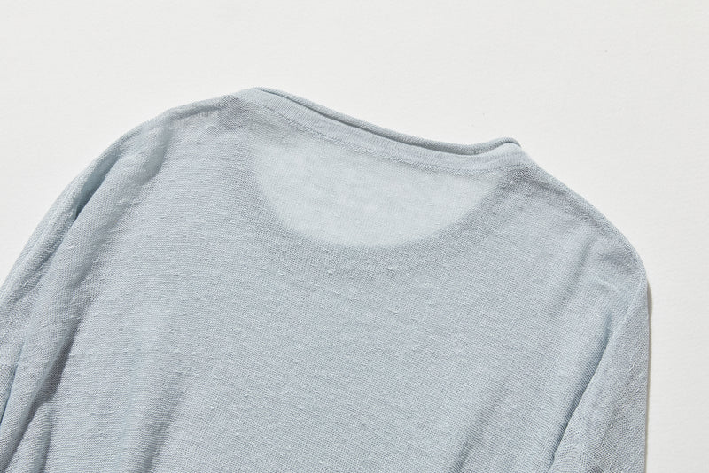 【特別価格】通年快適プルオーバー リネン100％　９分袖リネンニット　250508