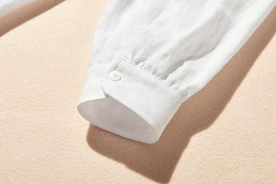 洗練された印象を叶える　大人のきれいめシャツブラウス 長袖ブラウス　リネン100％　250920