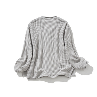 寬鬆的珠地網眼針織開襟衫，可隨意穿著 250203