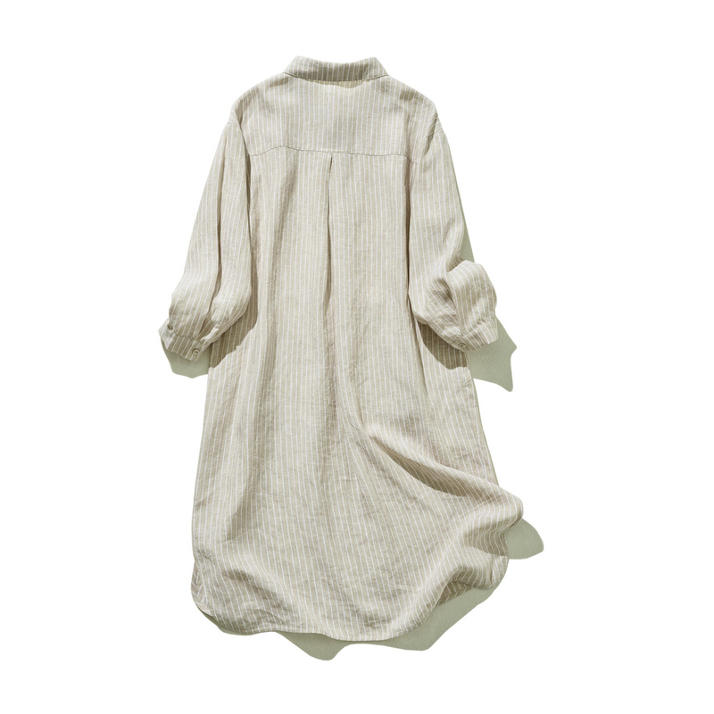 A sophisticated shirt dress made from 100% linen with long sleeves. Product code: 240904 