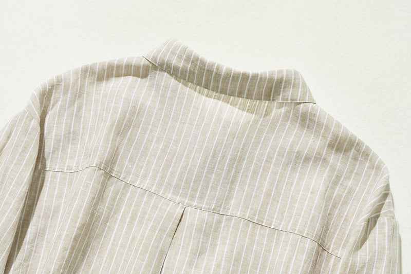 A sophisticated shirt dress made from 100% linen with long sleeves. Product code: 240904 