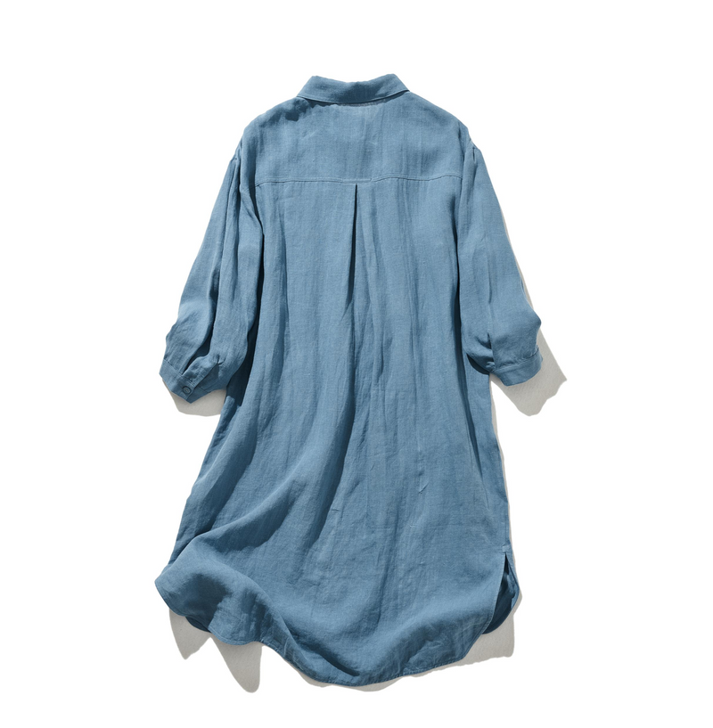 A sophisticated shirt dress made from 100% linen with long sleeves. Product code: 240904 