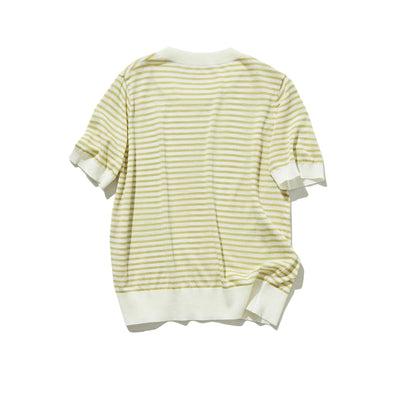 期間內10%折扣★經防紫外線加工，即使在盛夏也倍感舒適！條紋針織 夏季針織 240515