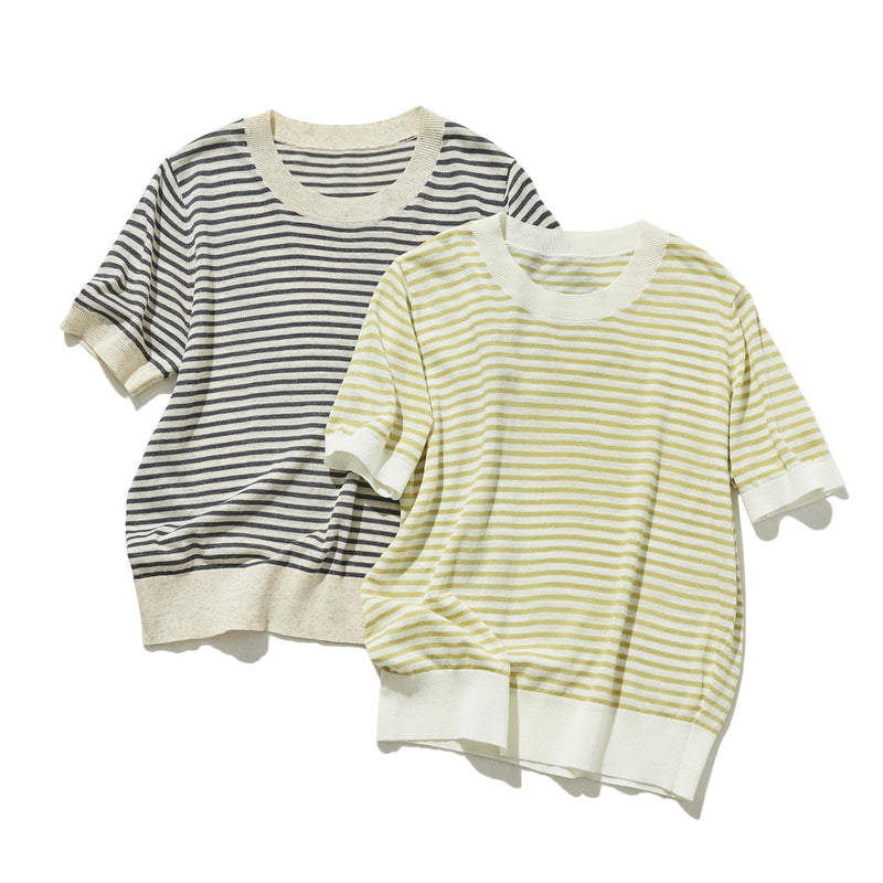 期間內10%折扣★經防紫外線加工，即使在盛夏也倍感舒適！條紋針織 夏季針織 240515