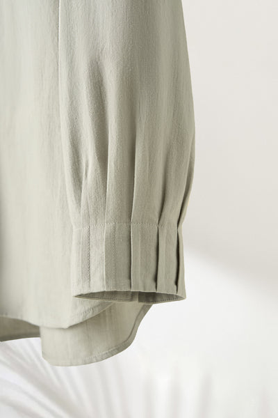 值得信賴的一件長袖襯衫上衣亞麻混紡 240923