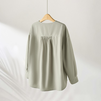 值得信賴的一件長袖襯衫上衣亞麻混紡 240923