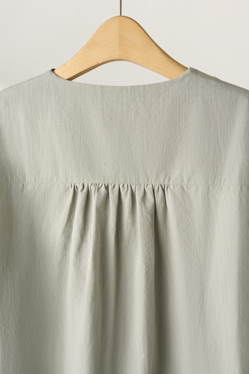 值得信賴的一件長袖襯衫上衣亞麻混紡 240923