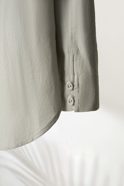 值得信賴的一件長袖襯衫上衣亞麻混紡 240923