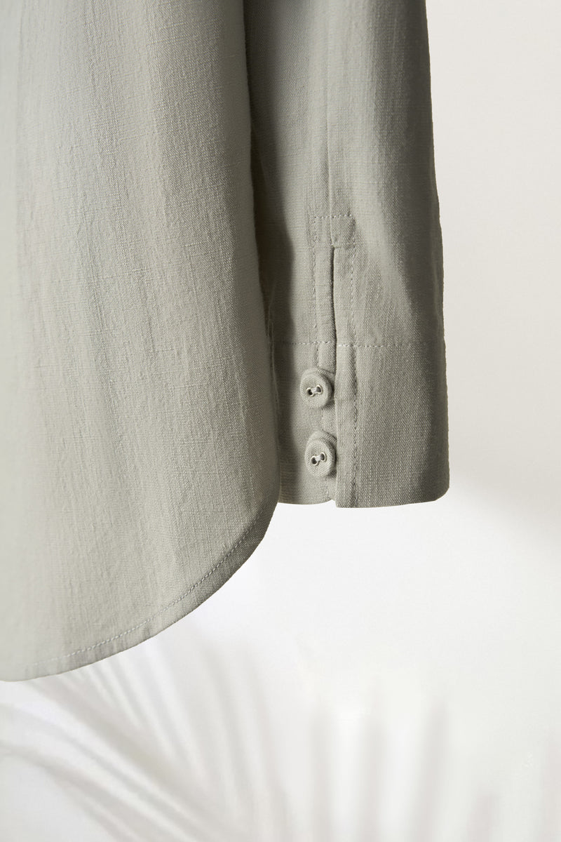 值得信賴的一件長袖襯衫上衣亞麻混紡 240923